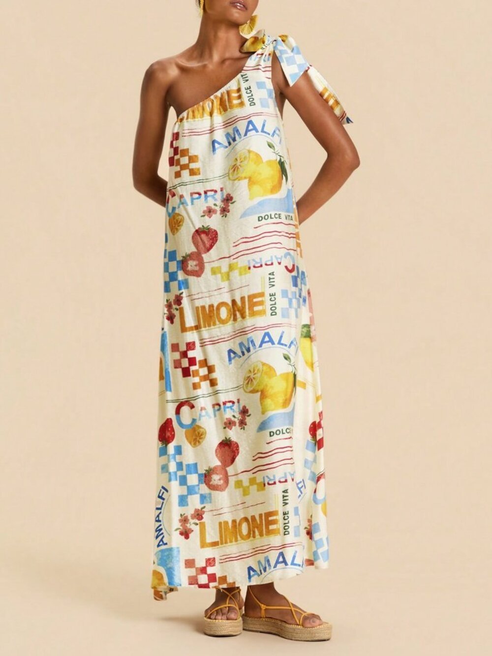 Multicolor Casual Women's Floral Festival One Shoulder maxi Dress